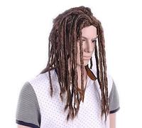 Perruques de Fête Perruque Perruque de dreadlock longue masculin, rouleaux bouclés Twist Braids perruque, perruques afro-américaines (Brown) Perruque Femme Hommes