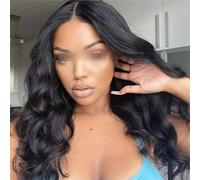 Perruques de la partie centrale avant de la dentelle synthétique de la vague lâche Perruque brune plus foncée pour les femmes noires Cheveux naturels doux avec des cheveux de bébé