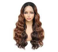 Perruques de la partie centrale avant de la dentelle synthétique de la vague lâche Perruque brune plus foncée pour les femmes noires Cheveux naturels doux avec des cheveux de bébé