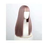 Perruques de soins capillaires Longue perruque droite avec frange gris ombre ombre long ombre perruque synthétique naturel silhoux raide raide perruques de cheveux naturels perruques naturelles