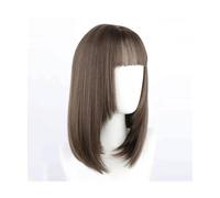 Perruques de soins capillaires Longue perruque droite avec frange gris ombre ombre long ombre perruque synthétique naturel silhoux raide raide perruques de cheveux naturels perruques naturelles