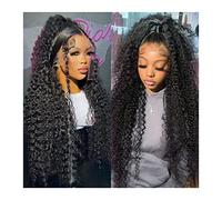 Perruques Deep Wave Lace Front Wigs Perruques de cheveux humains for les femmes noires 13x4 Glueless Lace Frontal Wigs Cheveux brésiliens 8-34 "Black Color Curly Lace Front Wigs Perruque(180% 13X4 Lac