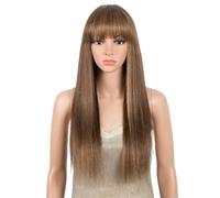Perruques droites blondes à reflets de mode avec frange for femmes noires cheveux humains aucune perruque sans colle avant de dentelle Hair Extensions Pièces Wigs(22 inch)