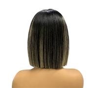 Perruques droites en dentelle frontale 2x6, cheveux noirs avec reflets, densité 200, 15A, perruque sans colle for femmes (190 g)(1B/27)