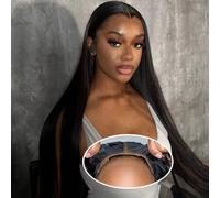 Perruques droites sans colle pour femmes, perruque pré-plumée, fermeture à lacet, noir naturel, pas cher, Remy, 30, 34, 5x5, 6x4 360 Lace Wig