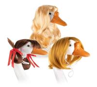Perruques drôles pour animal de compagnie avec motif artistique de statue d'oiseau pour intérieur et extérieur, spectacles d'animaux de compagnie, perruques avec thème oies