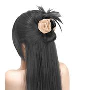Perruques élégantes Chignon Support d'extension de cheveux Clip sculptant avec fleur de rose pour femmes Loisirs et Soirées Coiffures Cheveux synthétiques résistants à la chaleur Clip