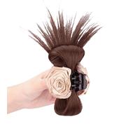 Perruques élégantes Chignon Support d'extension de cheveux Clip sculptant avec fleur de rose pour femmes Loisirs et Soirées Coiffures Cheveux synthétiques résistants à la chaleur Clip