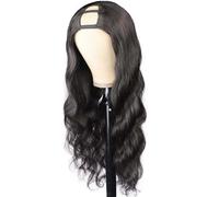 Perruques en cheveux humains ondulés sans colle for femmes noires, densité 180, couleur noire naturelle Extensions de cheveux(28inch)