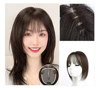 Perruques En Cheveux Naturels Bangs Wig Piece Full Real Human Hair Patch Fluffy Augmenter le volume des cheveux Fluffy Cover Cheveux gris Perruques Pour Femmes(02-(10-12)25CM-brown)