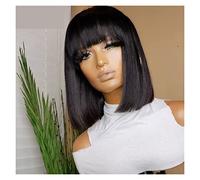 Perruques En Cheveux Naturels Perruque avec frange cheveux raides coiffes humaines perruques for femmes Perruques Pour Femmes(10inches)