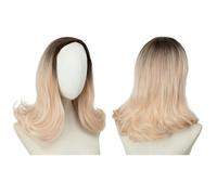 Perruques En Cheveux Naturels Perruque ondulée blonde dégradée for femme, perruque courte bouclée ondulée d'aspect naturel, perruque en fibre synthétique résistante à la chaleur, adaptée à une utilisa