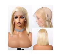Perruques en dentelle de cheveux humains de 10 pouces for femmes, perruques frontales en dentelle courtes et droites, perruques Bob, perruques en cheveux Remy for fête de cosplay(Blonde)