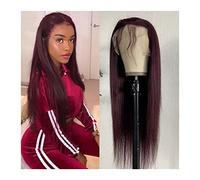 Perruques en dentelle ondulée brésilienne 99J droite dentelle frontale cheveux humains perruques 13x4 bordeaux 25-76 pouces droite transparente dentelle frontale perruque pour femmes, 150 %, 180