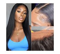 Perruques en dentelle ondulée - Cheveux brésiliens droits - 30,5 - 76,8 cm - Perruque avant transparente pour femme - Remy - 13 x 4 - 13 x 6 cm - Perruque de cheveux humains - Couleur naturelle