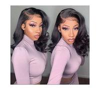 Perruques en Dentelle Ondulée Corps Ondulé Perruques Courtes de Fermeture en Dentelle de Bob 20-40 cm Perruques de Cheveux Humains Brésiliennes pour Femmes 6 × 1 T Partie Dentelle Perruque Naturelle