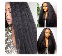 Perruques en dentelle ondulée - Densité 180 % - Perruque noire pour femme avec cheveux de bébé - Perruques synthétiques naturelles (66 cm)