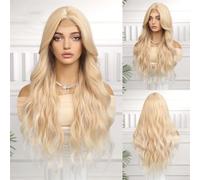 Perruques En Dentelle Perruque Synthétique Longue Ondulée Brune Avec Longue Frange Pour Femmes Cheveux Haute Densité