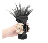 Perruques en fibre synthétique - Pince à cheveux - Faux chignon - Support de cheveux semi-attaché - Avec design de fleur de rose pour une coiffure rapide - Pince à cheveux rose