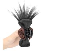 Perruques en fibre synthétique - Pince à cheveux - Faux chignon - Support de cheveux semi-attaché - Avec design de fleur de rose pour une coiffure rapide - Pince à cheveux rose