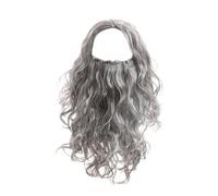 Perruques et barbes pour homme, perruque grise avec barbe, perruques longues bouclées grises pour cosplay, costume d'Halloween pour la plupart des adultes et des adolescents