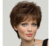 Perruques Européennes Et Américaines Pour Femmes Aux Cheveux Courts Et Bouclés Châtain Clair, Mécanisme À Fil Naturellement Moelleux Et À Haute Température, Couvre-Chef Complet