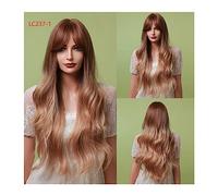 Perruques Expédition Très Pas Cher Vague Cheveux Rouge Perruque Longue Perruque avec Une Frange Naturelle Cosplay Partie Perruques for Femmes Gratuit Perruque dames(Color:LC237-1)