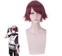 Perruques EXUSIAI du jeu Arknights court rouge Shaggy couches synthétique Cosplay Costume perruques + casquette de perruque PL-675