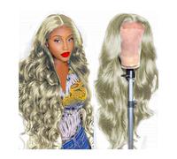 Perruques Femme Perruque Lace Frontal Wig Remy péruvienne naturelle, cheveux humains, grande longueur d'onde, Transparent, 24 pouces, for femmes Costume Daily Party Hairpiece pour femmes filles(D)