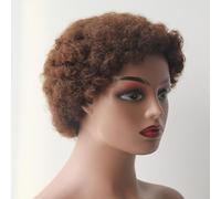 Perruques Femme Perruques de cheveux humains bouclés Bob Couleur for femmes Perruque courte coupe Pixie Perruque de cheveux humains Costume Daily Party Hairpiece pour femmes filles(Chocolate brown)