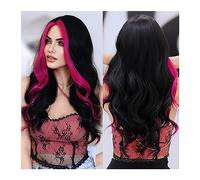 Perruques Fête Quotidienne, Synthétique Naturelle Centrale Perruque Bouclée Lolita, Résistant à la Chaleur, Ombré Noir Blanc Cheveux Ondulés, Perruque pour Femmes, Perruque de Cosplay Carnaval