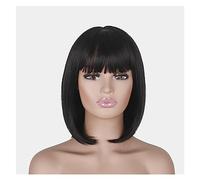 Perruques Filles Courte Droite Bangs Noir Bobo Perruques Femmes Cheveux Dentelle Fibre Chimique Mode Jeune Perruque