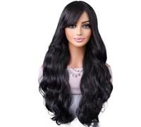 Perruques Frange cheveux longs bouclés mode européenne et américaine grosses vagues longs couvre-chef for femmes Perruque dames