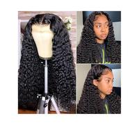 Perruques Front Wigs Deep Wave Femmes Noires Cheveux Humains Pré-épilées 13X4 Dentelle Transparentes HD Densité 180 Brésiliens Remy 14 À 40 Pouces Extensions de cheveux(14inches)