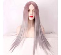 Perruques frontales en dentelle de fibre synthétique résistante à la chaleur soyeuse longue droite Lolita omber mixte Taro Color Cheveux pour Cosplay 32Inches / 80cm chenghuax