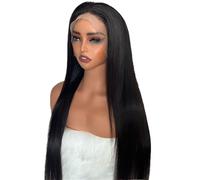 Perruques frontales en dentelle HD 360 HD avec cordon de serrage dissimulé, cheveux humains pré-épilés sans colle, densité 180, for femmes Extensions de cheveux(28inch)