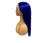 Perruques frontales en dentelle transparente HD 13x4, perruques bleu marine sans colle for femmes noires, prêtes à porter. Cheveux humains.(Dark blue-210%,24inch)