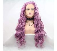 Perruques frontales longues en dentelle bouclée pour femmes noires harajuku omber naturel violet résistant à la chaleur Remplacement synthétique cosplay cheveux 24 pouces chenghuax