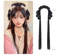 Perruques Hanfu pour femmes, Perruque Hanfu chinoise ancienne for femmes, chignon intégré, coiffure de danse avec Photo, accessoires multicolores(23.43-05)