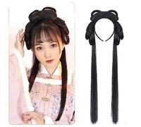 Perruques Hanfu pour femmes, Perruque Hanfu chinoise ancienne for femmes, chignon intégré, coiffure de danse avec Photo, accessoires multicolores(21.87-01)