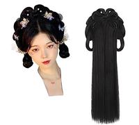 Perruques Hanfu pour femmes, Perruque Hanfu chinoise ancienne for femmes, chignon intégré, coiffure de danse avec Photo, accessoires multicolores(33)