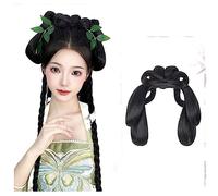 Perruques Hanfu pour femmes, Perruques Hanfu de Cosplay dessin animé chinois ancien for femmes, bandeau long et droit noir(Lazy Cat)