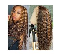 Perruques Highlight 13 x 4 x 1 Perruques en T Lace Front, Vague Profonde, 4/27, Ombre, Perruques de Cheveux Humains Humains Sans Colle pour Femmes Noires, Cheveux Remy, Préépilés avec Cheveux de Bébé