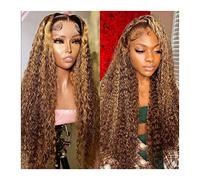 Perruques Highlight Ombre Deep Wave 13X4 HD Lace Front Perruque Brésilienne de Cheveux Humains Blonde Colorée Vague Bouclée Perruques Remy Cheveux 8-32" Long Bouclé Transparent Dentelle Perruque Perru