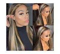 Perruques Highlight Straight 13X6 Lace Front Perruques de cheveux humains Ombre Couleur 150% Brésilien Remy Hair T Part Perruques en dentelle avec délié naturel pré-emballé et cheveux de bébé autour P