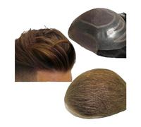 Perruques homme 100% pièces de cheveux humains toupet for hommes prothèse suisse dentelle avant avec PU autour du système remplacement(Light brown)