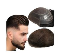 Perruques homme 100% pièces de cheveux humains toupet for hommes prothèse suisse dentelle avant avec PU autour du système remplacement(Dark brown)