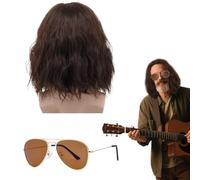 Perruques Homme Longues Perruques Perruque longue brune pour hommes - Style naturel, coupe parfaite, cheveux synthétiques, 35 cm, coloris brun