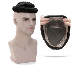 Perruques homme Perruque toupet avec prothèse capillaire for hommes, 90g, Mono + NPU, système de remplacement masculin, postiche, Extensions invisibles(7x9inches)