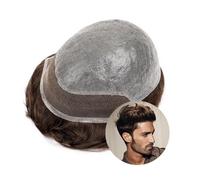 Perruques homme Postiche en cheveux humains for homme, dentelle suisse frontale, 0,08 mm, prothèse capillaire masculine nouée durable